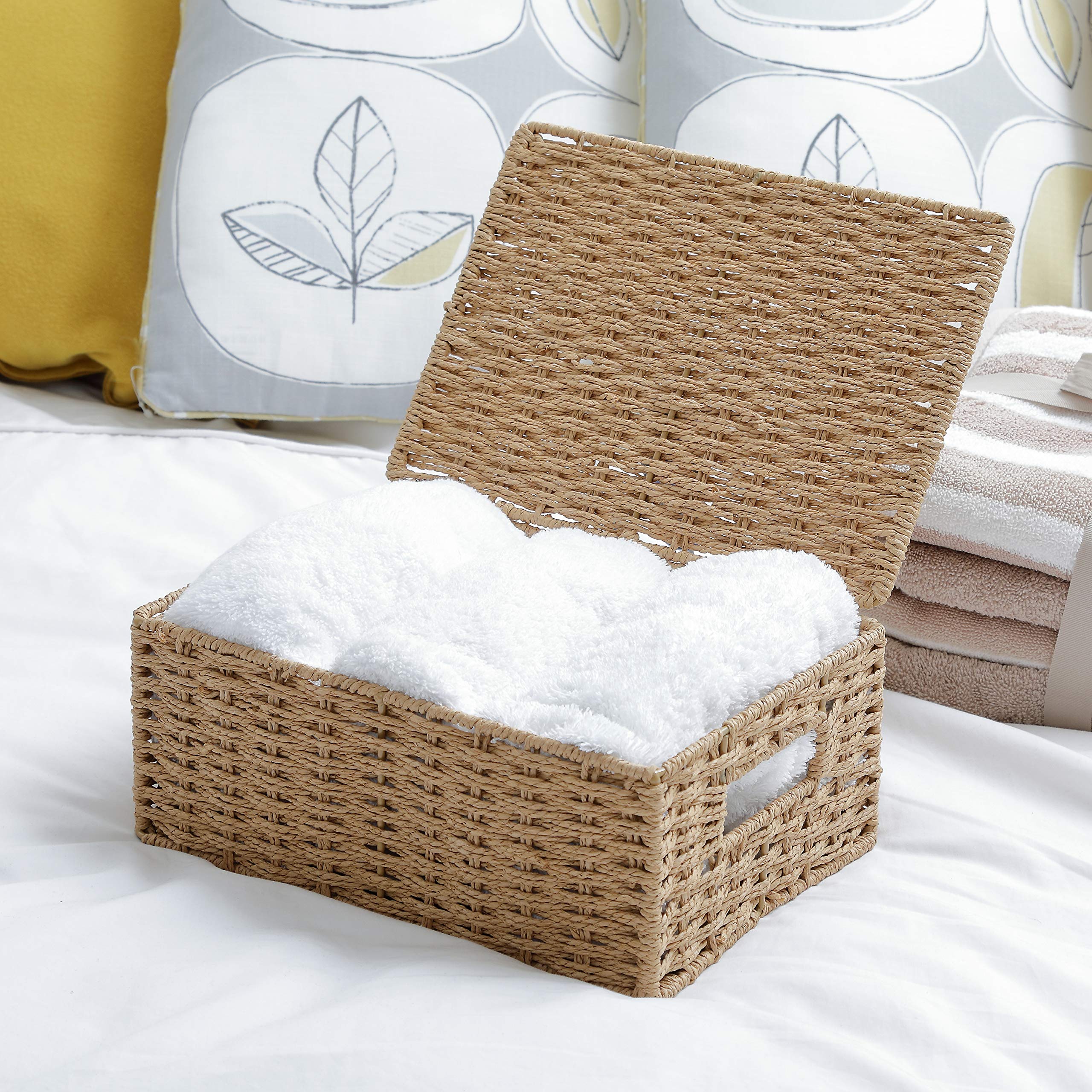 ARPAN - Cesta de almacenamiento con tapa (papel natural, tamaño mediano)