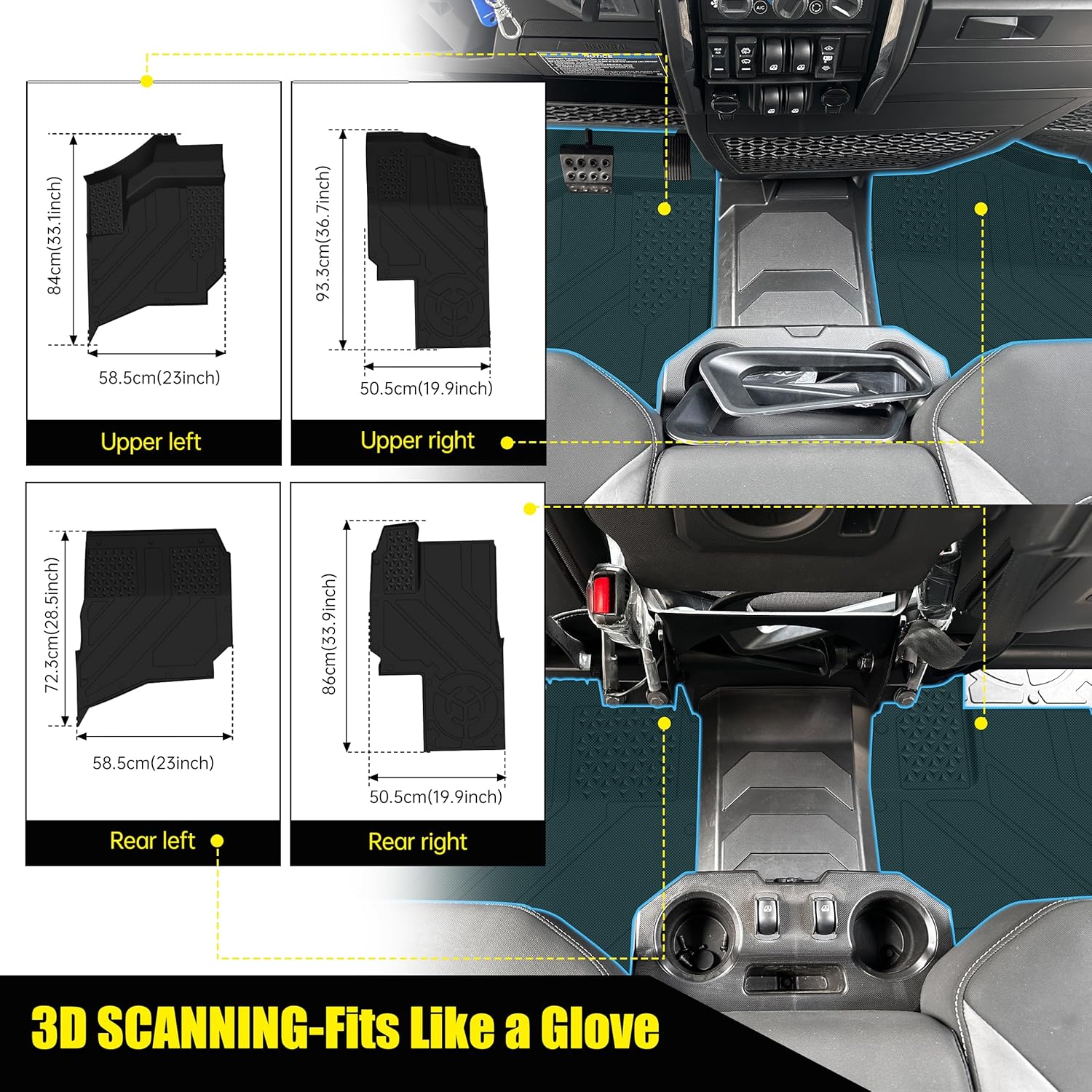 Floor Mats for Ranger XD 1500 Crew 2024+,TPE Front & Rear Row Floor Liners Compatible with Polaris Ranger XD 1500 Crew 2024+ Accessories All Weather Protection Slush Mats (4PCS) - Image 4