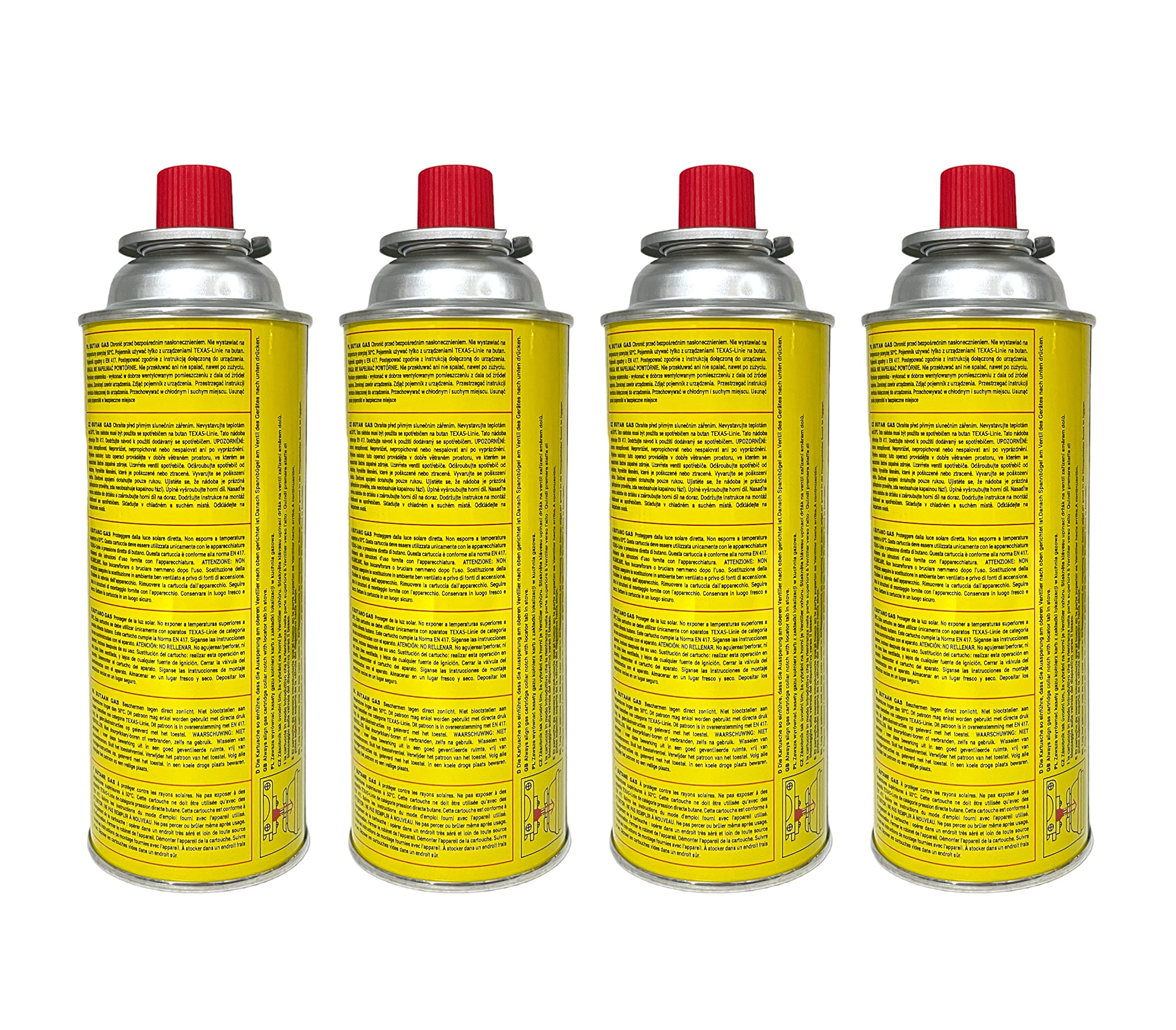 Lot de 4 cartouches de gaz butane pour camping - 227 g - 520 ml - Réchaud de camping - Réchaud à gaz - Réchaud à gaz - Chalumeau à souder (4 cartouches)