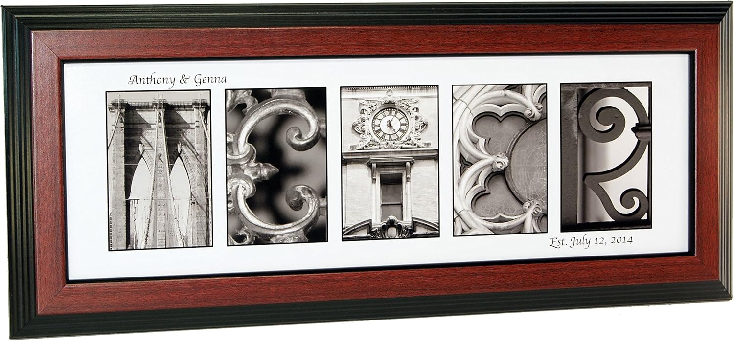パーソナライズ名前で作成されたブラックandホワイト建築Alphabet写真Including 8 by 20インチフレームのパーソ