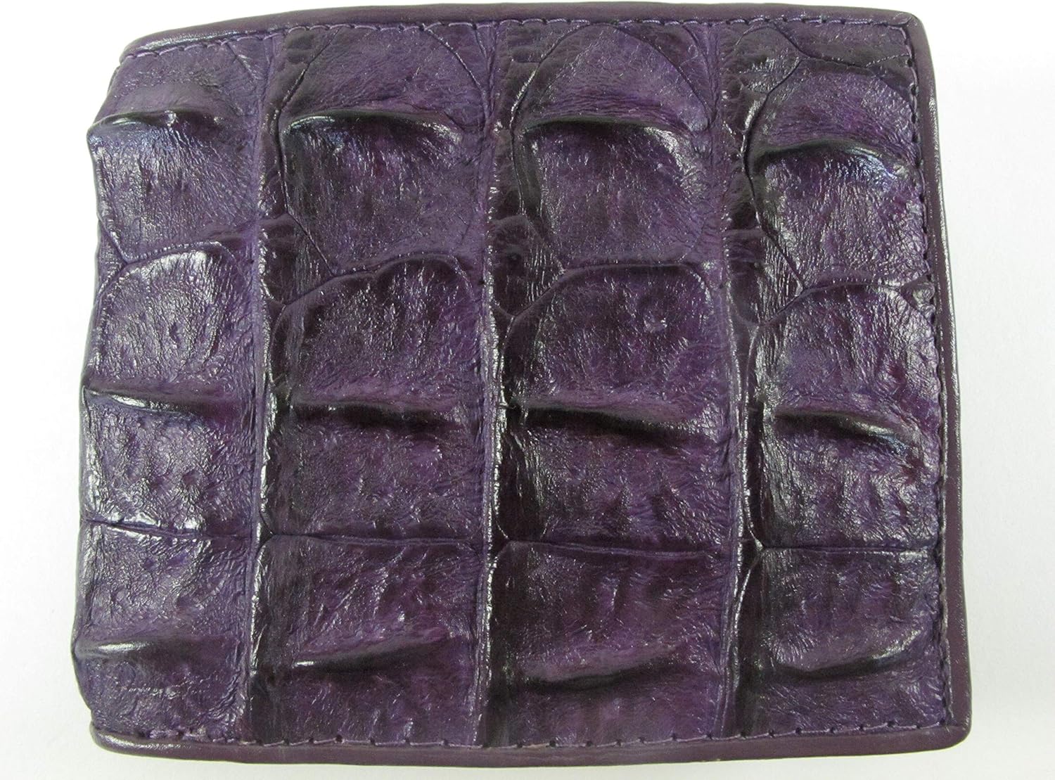 Pelgio Genuine Crocodile Alligator Backbone Skin Leather Bifold Wallet ([B1] 6 Card Slots + 2 ID Windows + 2 Compartment for Bills, Purple)