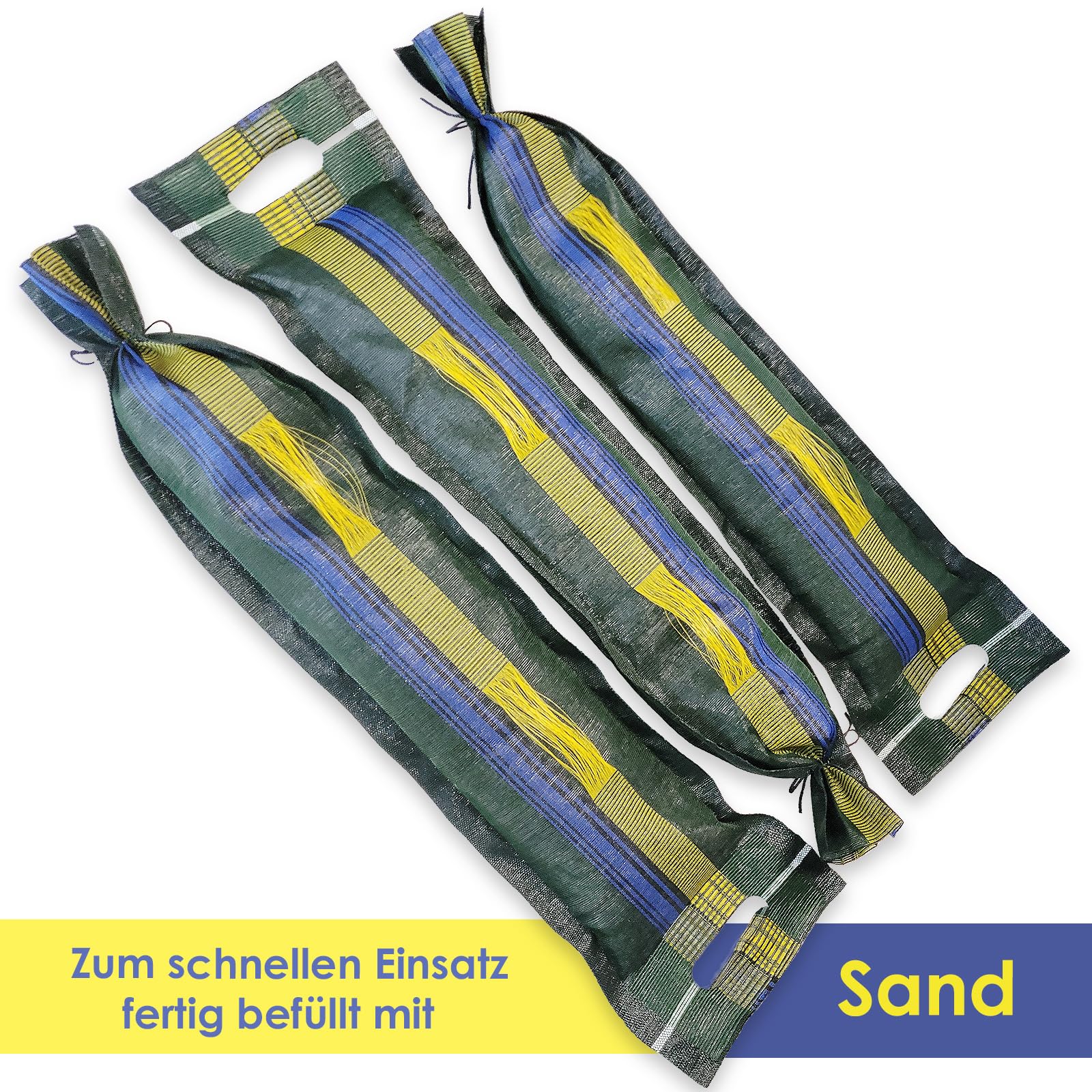 MGS SHOP Silosäcke 3 Stück Hochwassersäcke fertig befüllt mit Sand oder Kies Sandsäck 100x25cm Silosandsäcke (mit Spezial-Sand-Füllung)