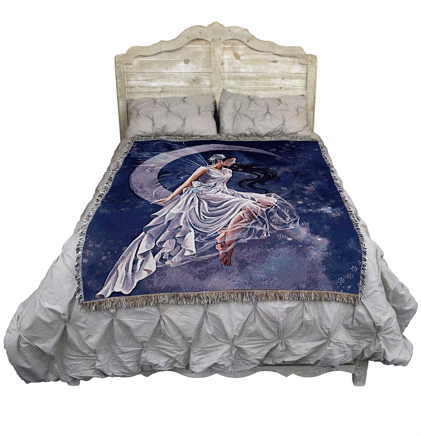 Pure Country Weavers Frost Moon Fairy Blanket by Nene Thomas - Gift Fantasy Tapestry Throw Woven from Cotton - Made in The USA (72x54)