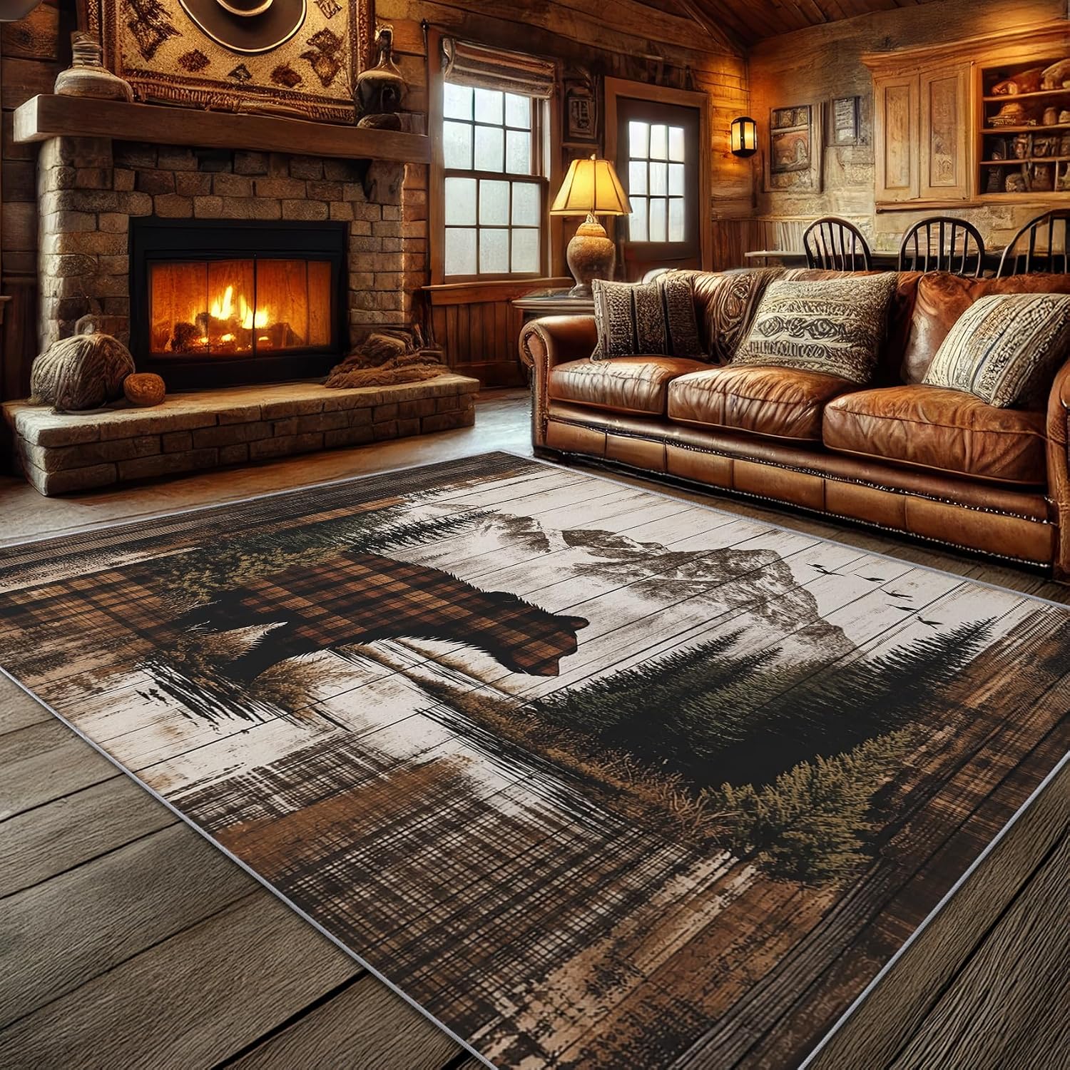 Cabin Styel Rug Amazon.com: Aquailis Lodge Rugs for Cabin - 7x10 Rug, Bear Rug - Home ...