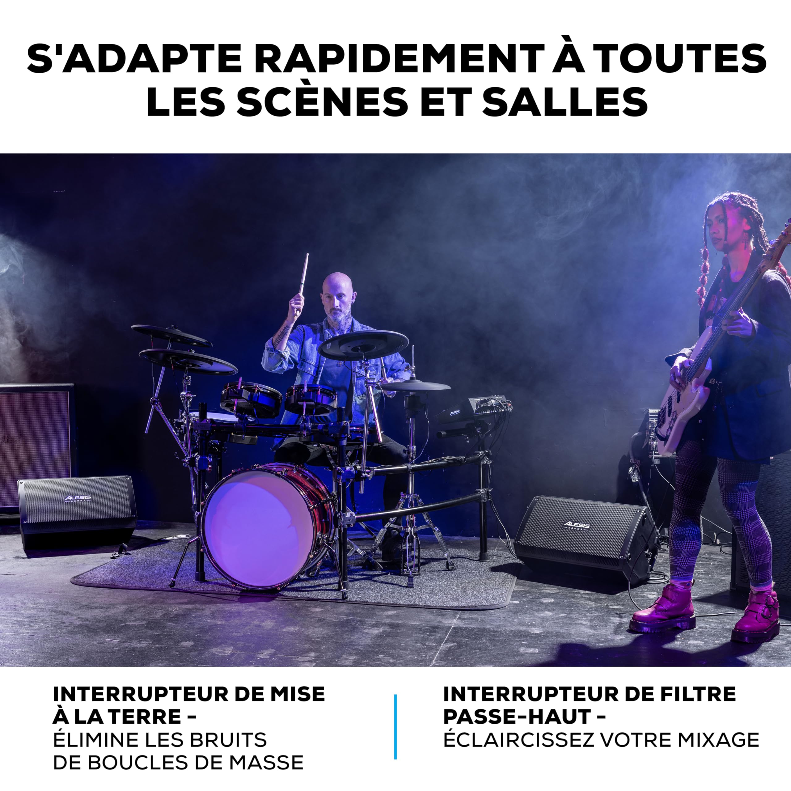 Alesis Strike Amp 12 MK2 - Amplificateur 2500 W pour Batterie électronique avec Bluetooth, woofer 12", Filtre Passe-Haut et Mise à la Terre