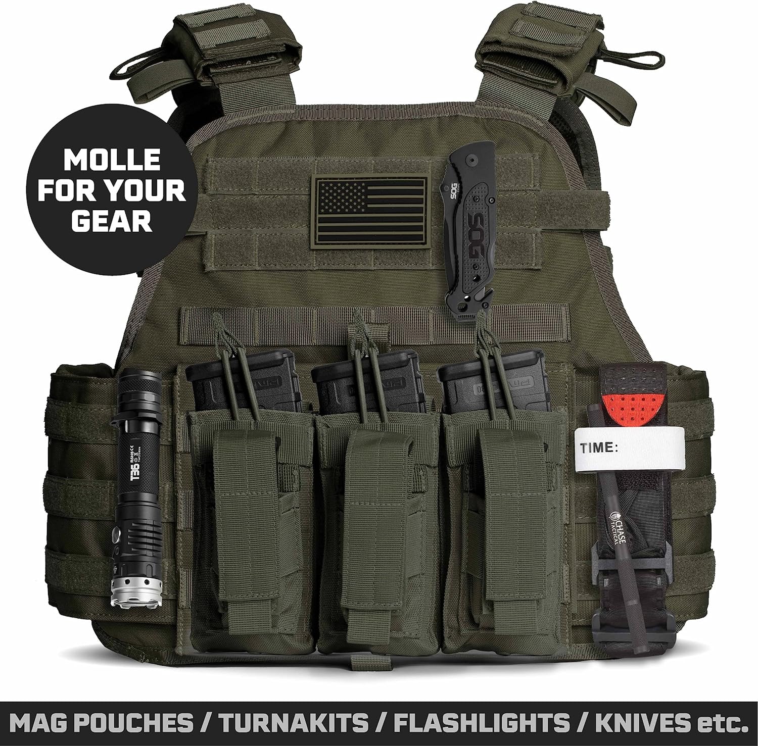 Tacticon Vest Fully Adjustable Tactical Vest | Combat Veteran Owned Company |Breathable 3D Mesh Liner