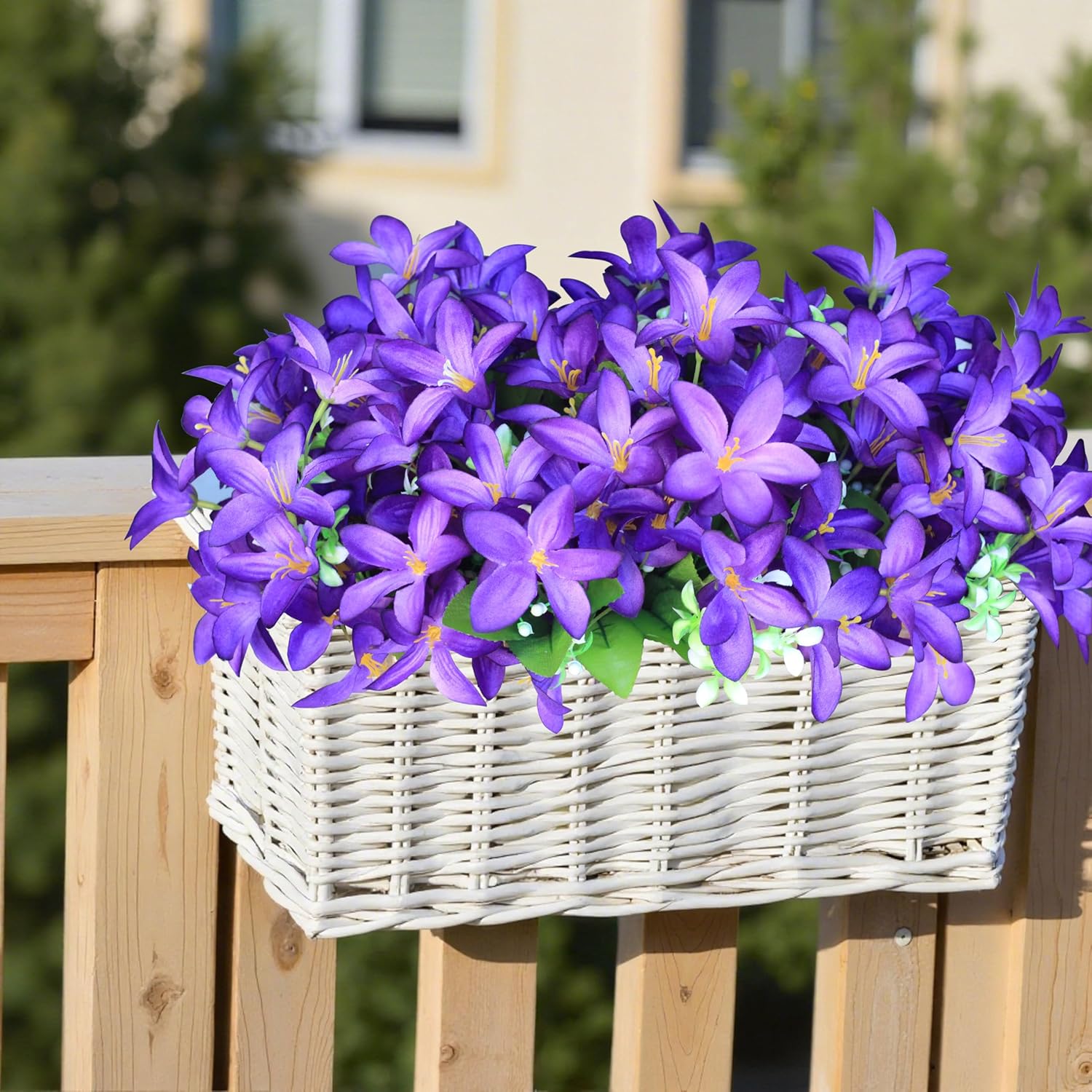 Artificial Plants Flower for Outdoors 4 Bundles Artificial Silk Flowers Fake Spring Flowers Indoor Outside Plastic plants Purple Faux Azalea Flower for Garden Porch Window Box Decoration (Purple) - Image 3