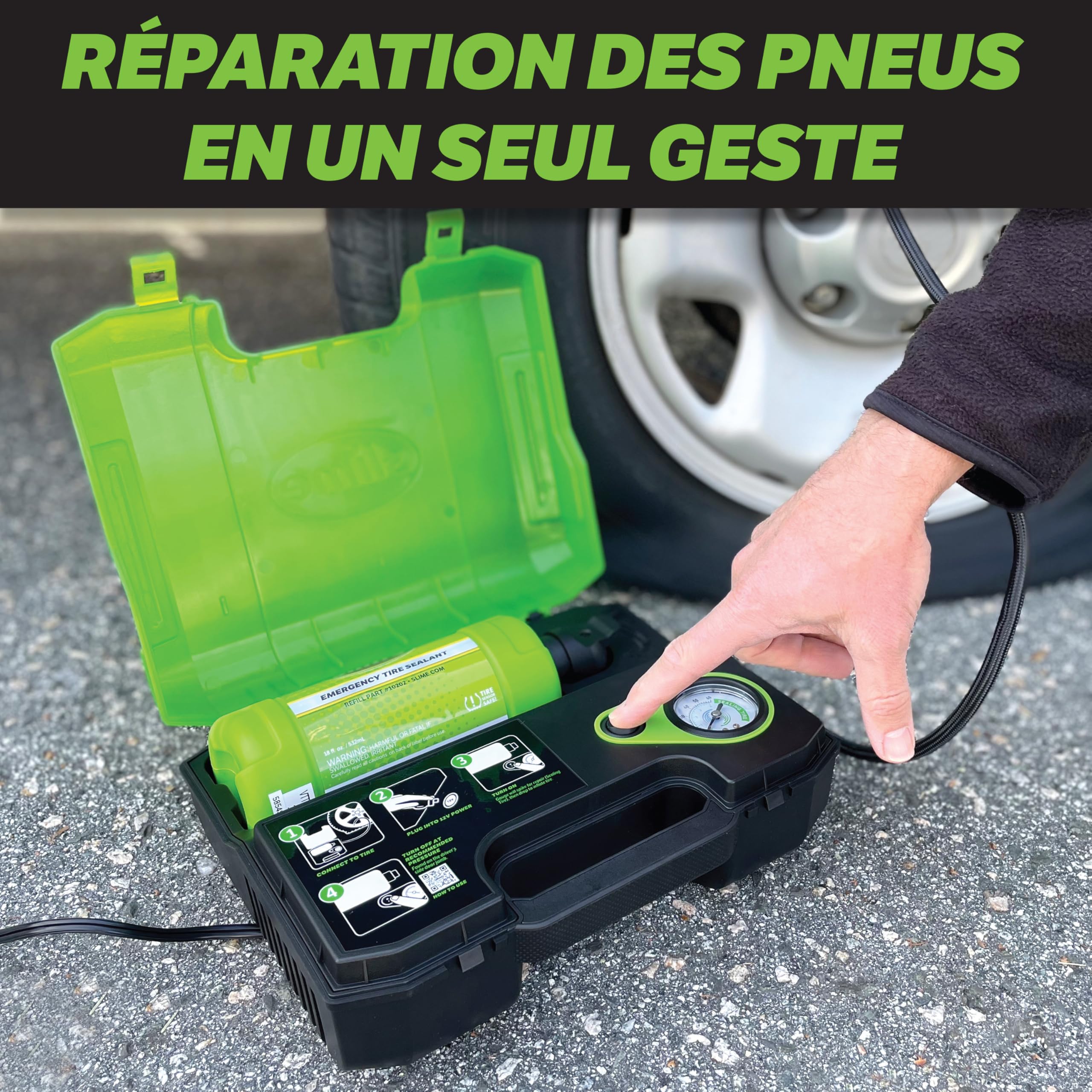 Slime 50159-5 Smart Repair Ultra Kit, minibus/SUV, Réparation d'Urgence des Crevaisons, Solution tout-en-un, Répare et Regonfle, Réparation en 15 Minutes