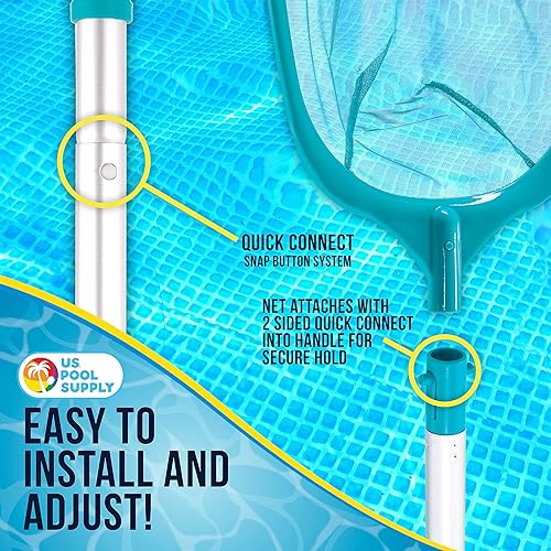 Miniatura 5 de U.S. Pool Supply Red de desnatador de hojas para piscina de natación de 5 pies con 4 secciones de poste de aluminio - Bolsa cesta de malla ultra