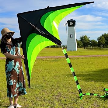 Large 83" Giant Delta Kite for Adults with 33ft Kite Tail, Huge Single-line Beach Kites for Adults and Teenagers