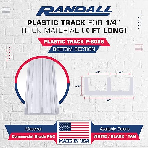 Vista 5 de Randall Manufacturing Co., Inc Riel de puerta corredera de plástico 6 pies de largo Se adapta a puertas de 1/4 pulgadas Instalación fácil