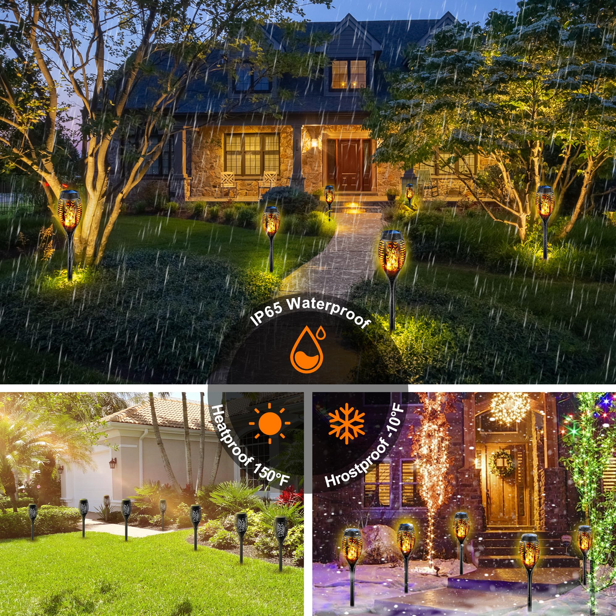 Luci Giardino Solari 6 Pezzi Torce da Giardino Lampada Effetto Fiamma, IP65 Impermeabile Luce Solare Led Esterno