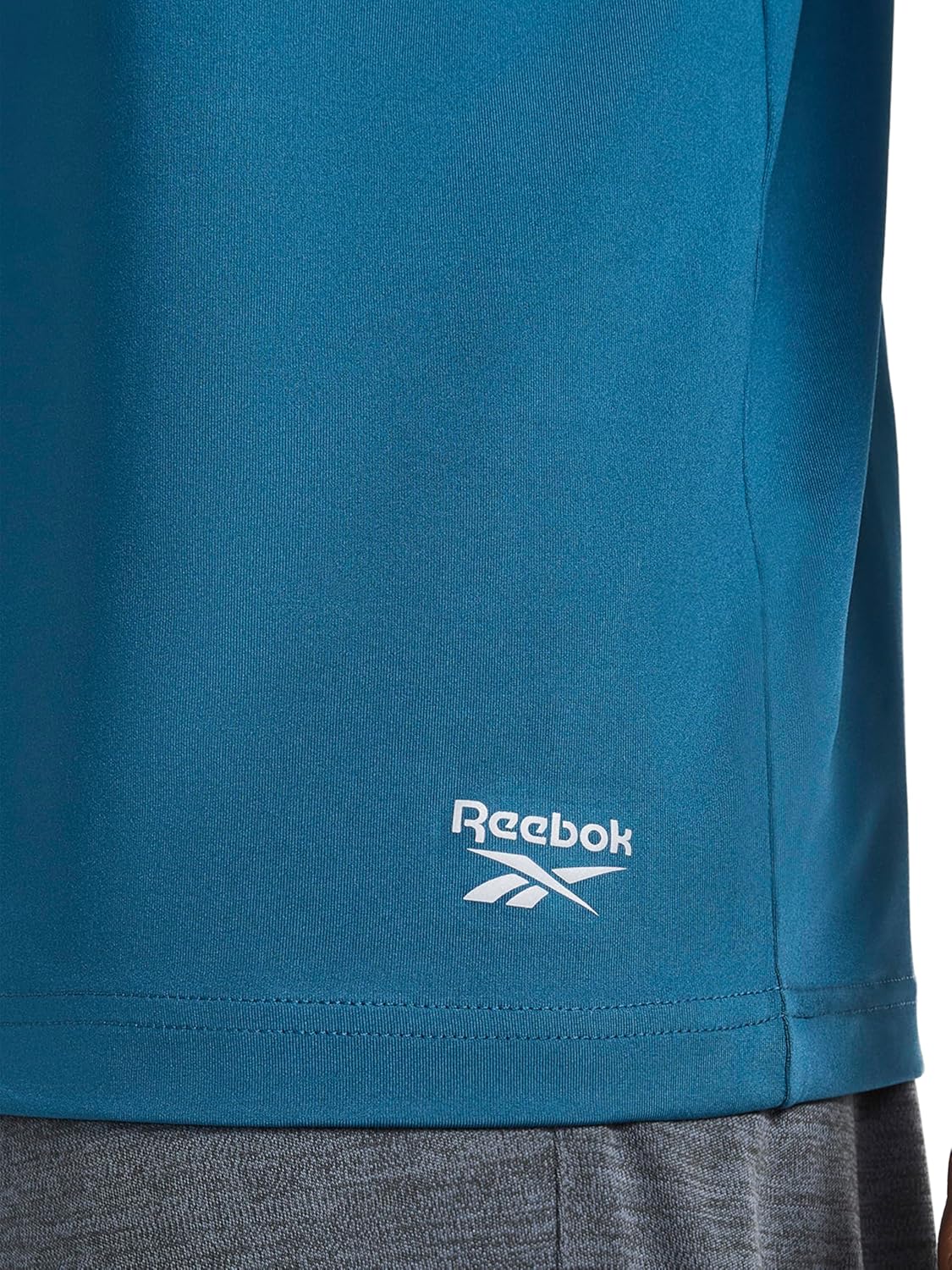 Reebok Mens Reflective Small Logo Crewneck T-Shirt, Standard Fit, Lightweight Cool Touch Jersey Fabric - Image 4