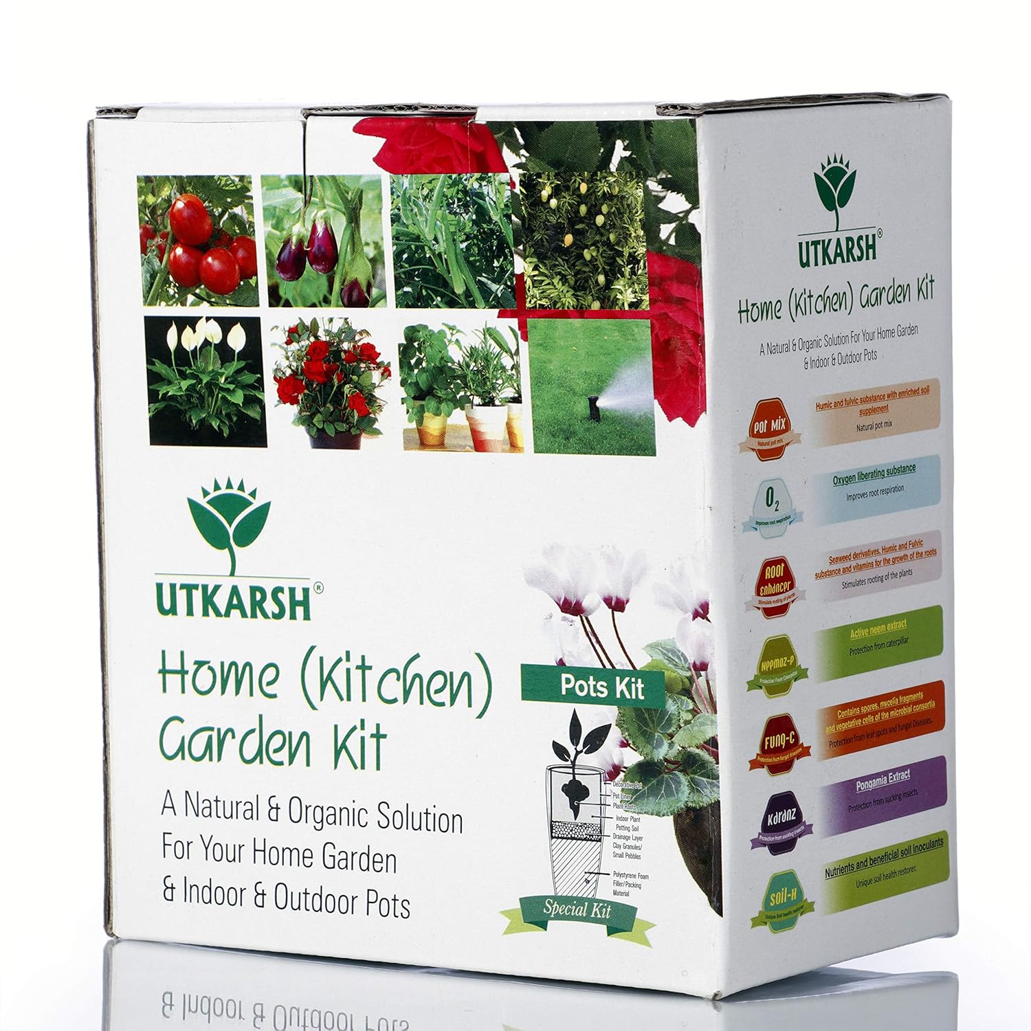 Utkarsh Home (Kitchen) Garden Kit (A Natural & Organic Solution for Your Home Garden) (10 Pot's