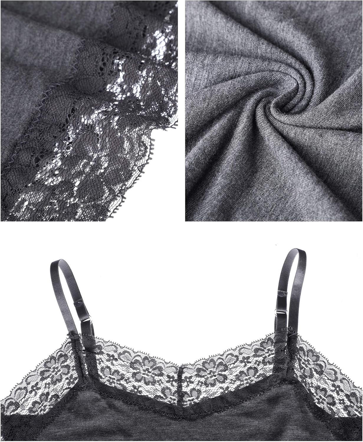 3 Pcs Women Long Camisoles Lace Tank Tops Neck Cami Adjustable Spaghetti Strap Lace Trim Tank Top for Women Wearing - Image 6