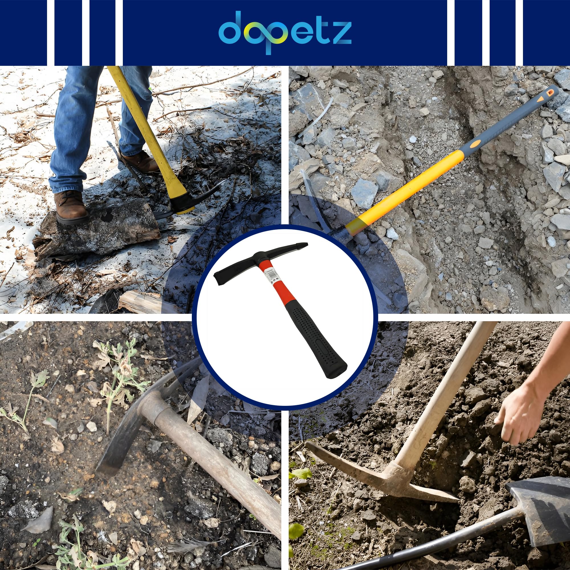 Daptez Mini Pioche 500 g Fibre de verre Poignée Manche Choisissez Axe pioche Jardin Ferme