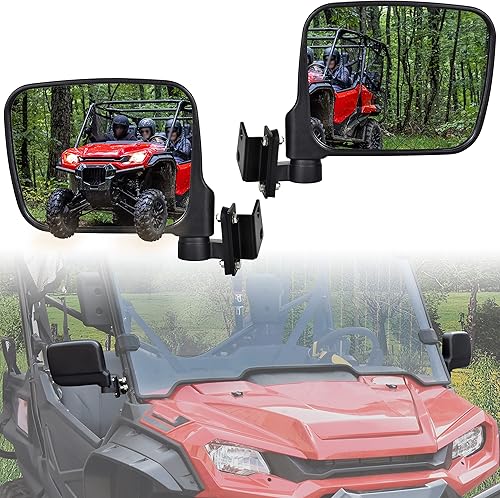 SAUTVS Espejos laterales ajustables para Honda Pioneer 1000 16-25, espejo retrovisor lateral exterior plegable transparente de alta definición para