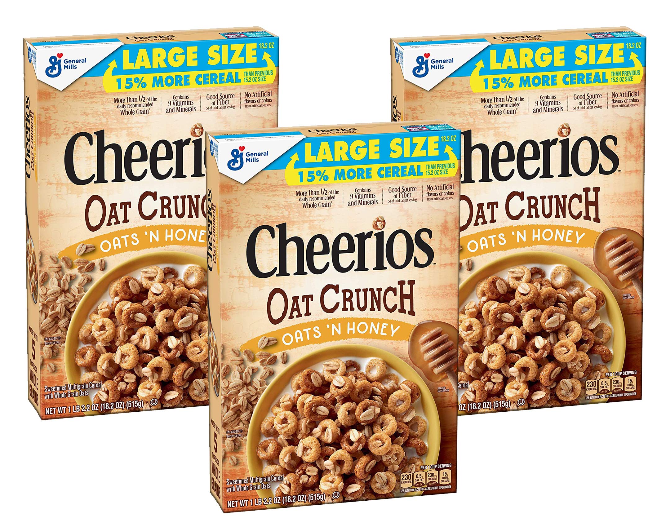 Buy Cheerios Oat Crunch Oats and Honey Breakfast Cereal, 18.2 oz Box