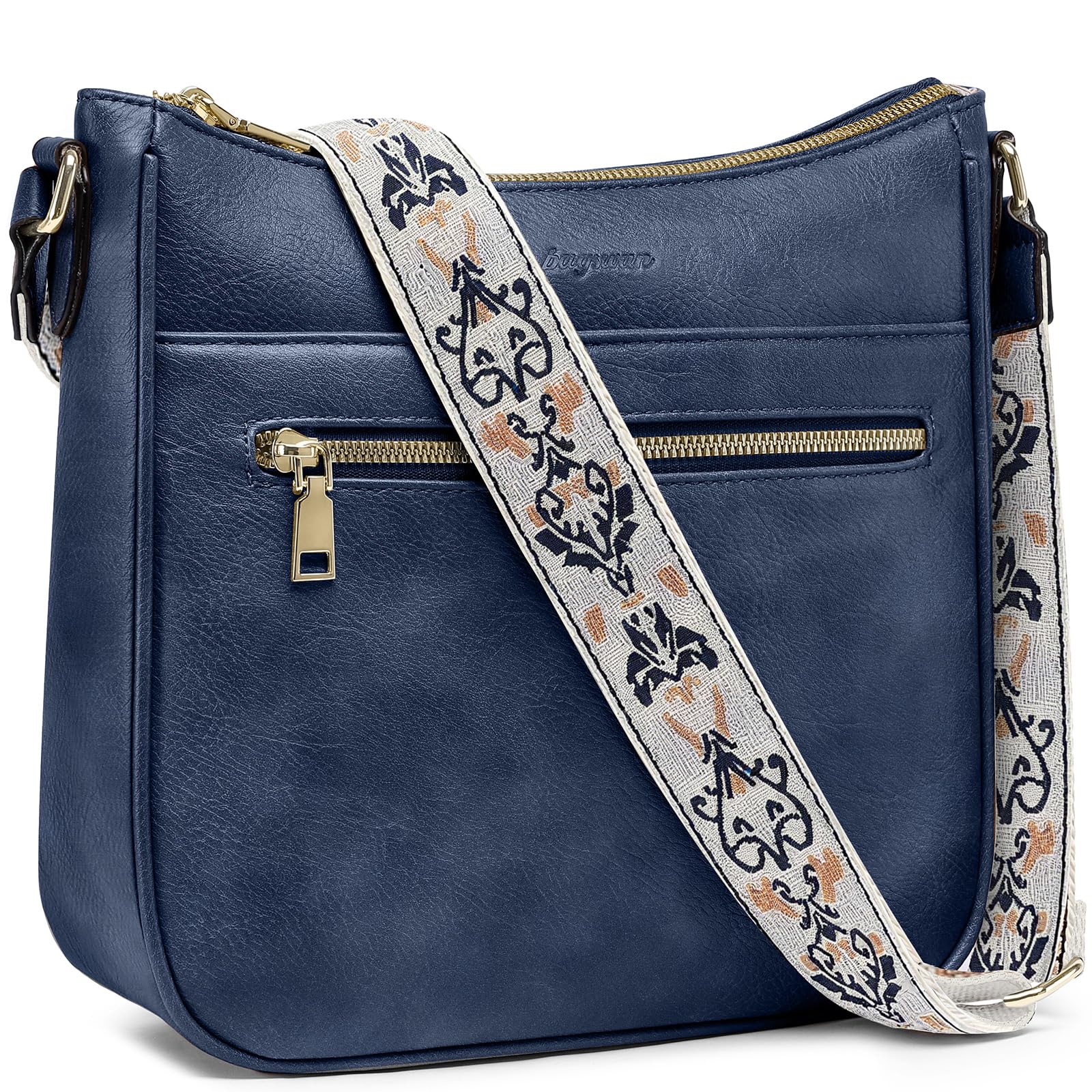 Crossbody Bags for Women Leather Purses: Vegan Cross Body Bag with Adjustable Wide Shoulder Strap Brown Trendy Handbags Daily