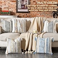 Vista 5 de AmHoo - Fundas de almohada de 18 x 18 pulgadas con borlas, fundas de almohada decorativas tejidas con textura de chenilla estilo boho para sofá