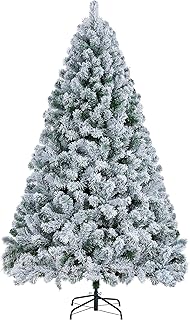 Yaheetech 6ft Christmas Tree Snow Flocked Artificial Tree Holiday Decorative with Foldable Stand 820 Tips