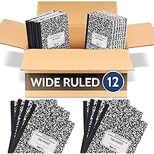 12 Pack - EPI Marble Hardcover Wide Ruled Composition Notebook | 200 Pages (100 Sheets), 9.75 x 7.5 in, Sturdy Sewn Binding | School, Office, Journaling, Notes