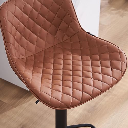 Miniatura 53 de YOUTASTE Taburetes de bar negros de altura de mostrador, juego de 2 taburetes de bar ajustables giratorios de piel sintética con respaldo acolchado,