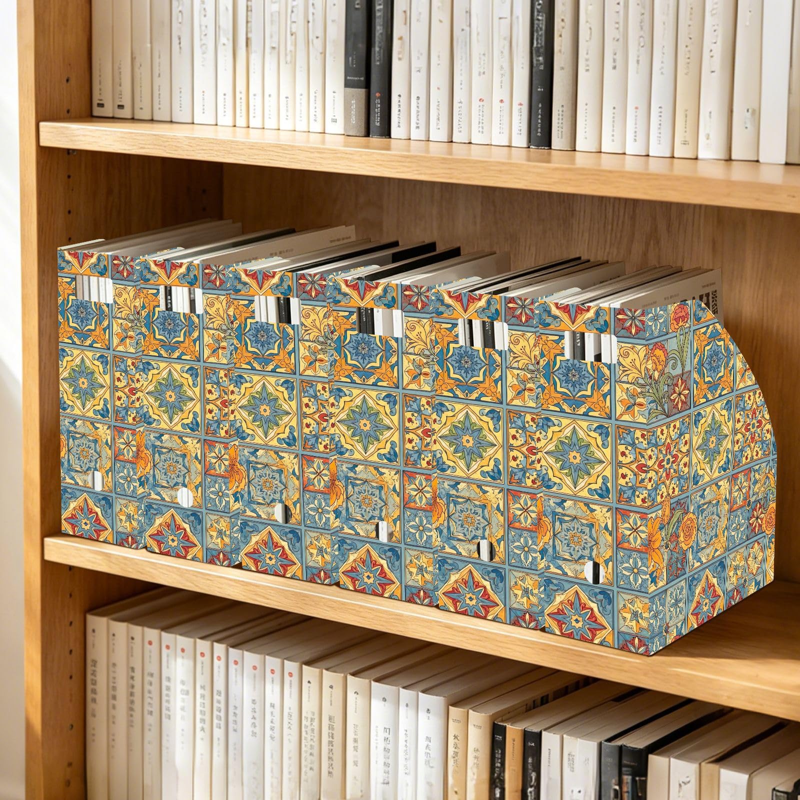 Organiseur de dossiers à clipser Motif floral Bleu