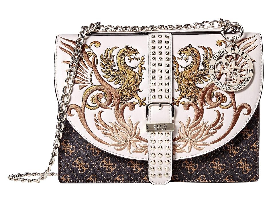 

GUESS Eileen Convertible Crossbody Flap (Brown Multi) Handbags