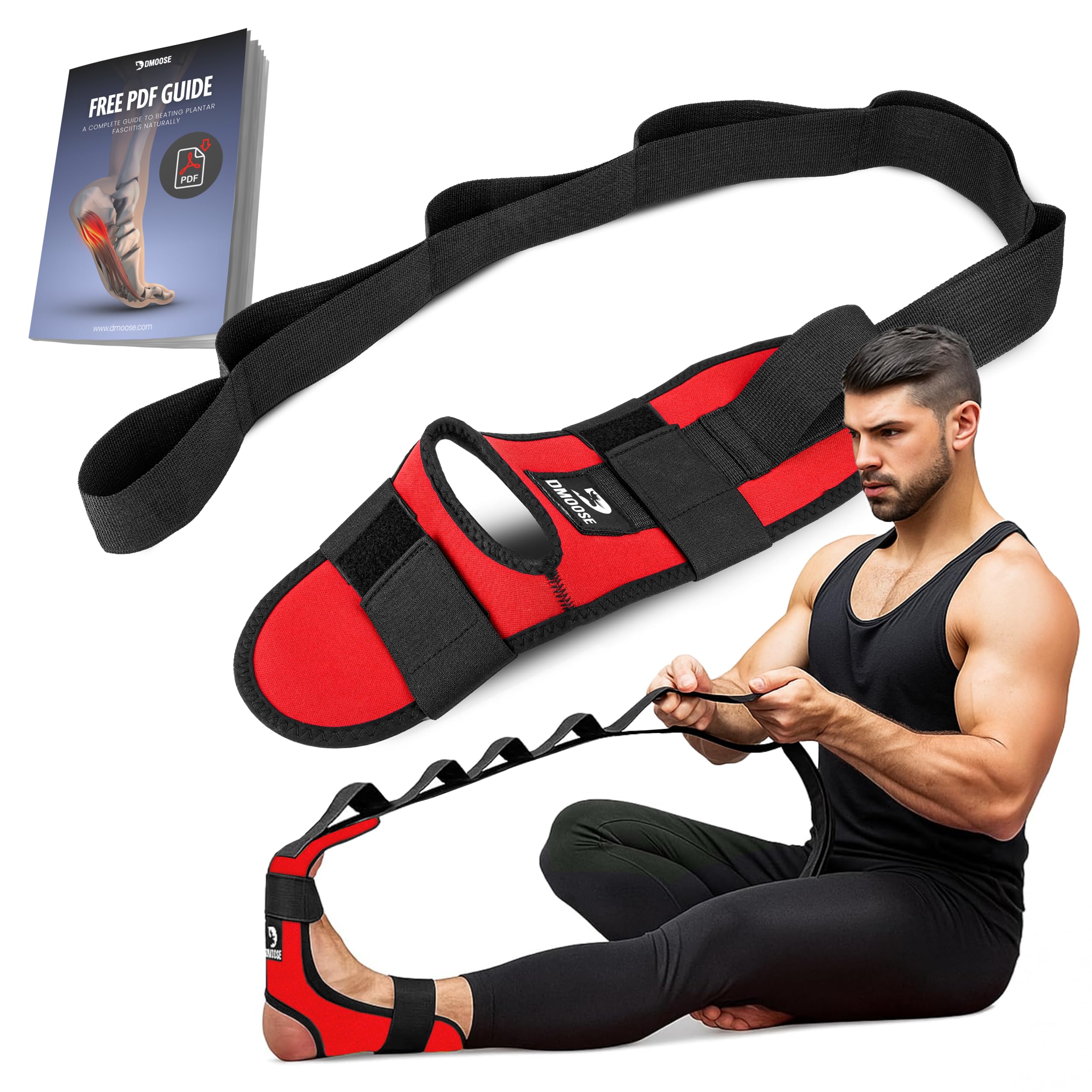 Neoprene Padded Foot & Calf Stretcher for Plantar Fasciitis, Achilles, Tendonitis, Hamstring & Heel Spurs - Adjustable Leg Stretch Strap with Velcro - Stretching Strap for Leg Recovery and Flexibility-picture-10