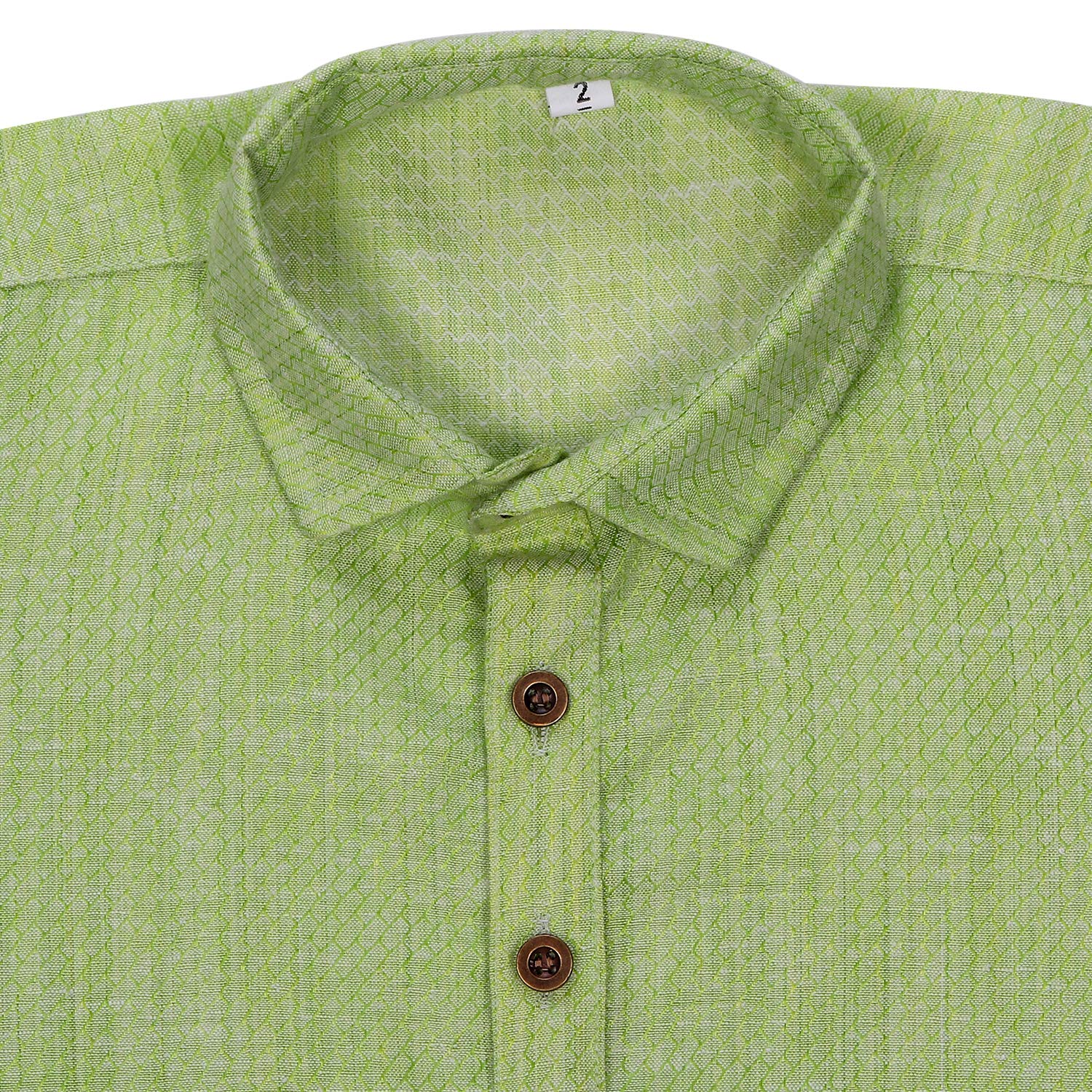 superminis Baby Boys Pathani Style Cotton Linen Kurta for Wearing Over Denim/Trouser with Loop Button On Sleeves (Green, 2-3 Years) 1