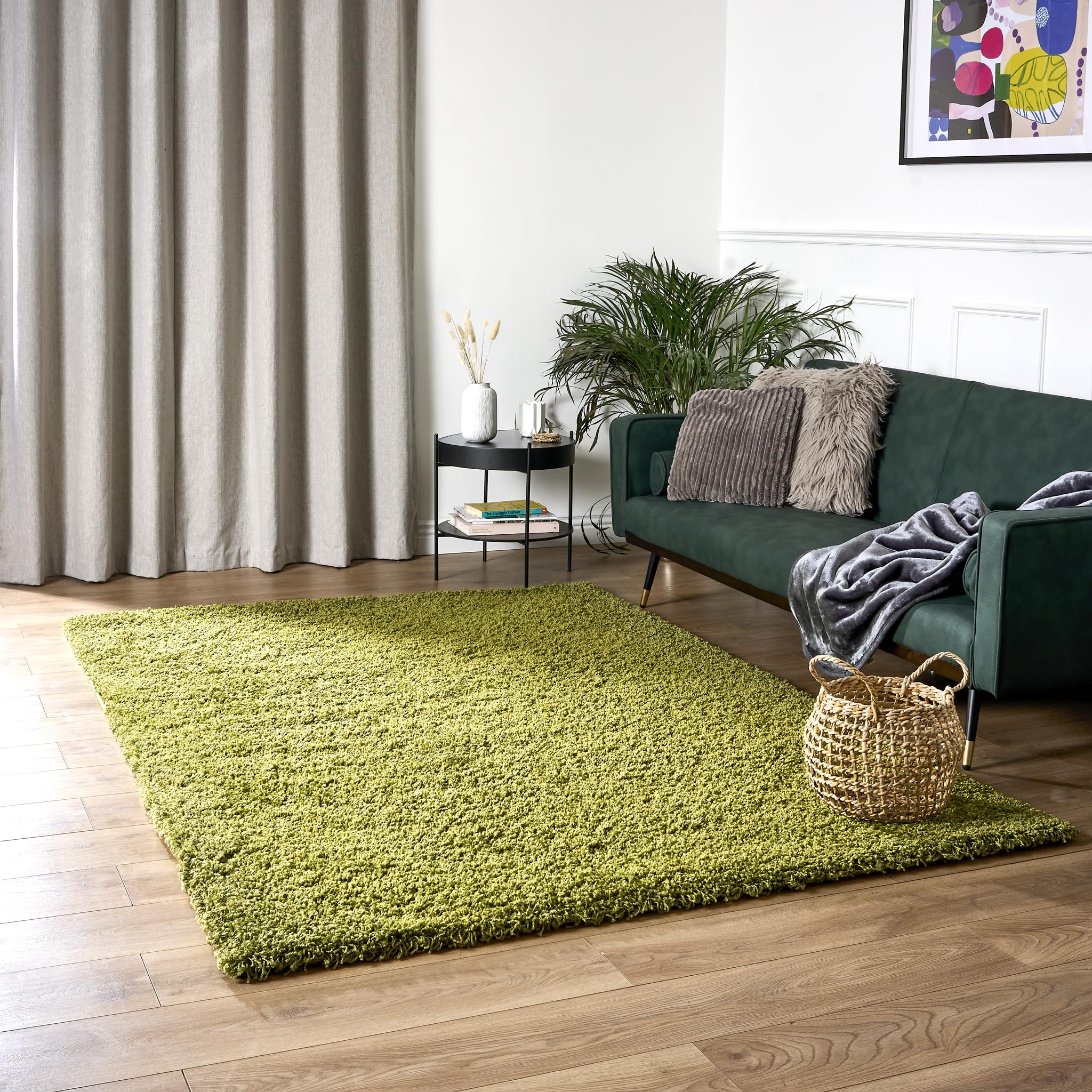 Bravich Navy Blue Shaggy Rug 80 x 150cm (2'7" x 4'11") 5cm Pile Medium Thick Fluffy Living Room Hessian Backed Washable — view 16