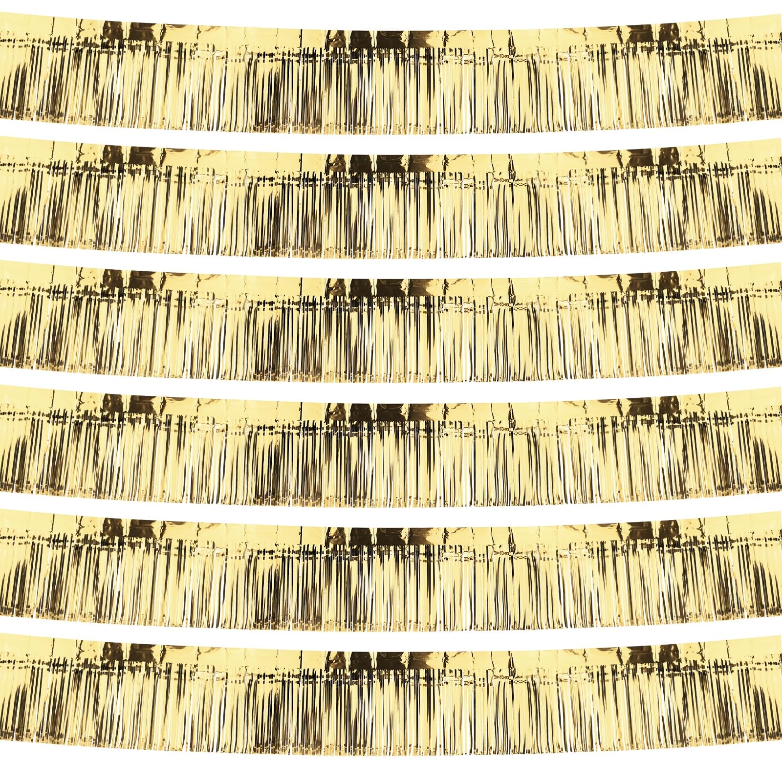 M METERXITY 6-Pack Foil Fringe Garland Total 60 Feet Shiny Metallic Foil Garland Wall Hanging Tinsel Fringe Banners for Wedding/Birthday/Party/Christmas/Anniversary [Champagne Gold]