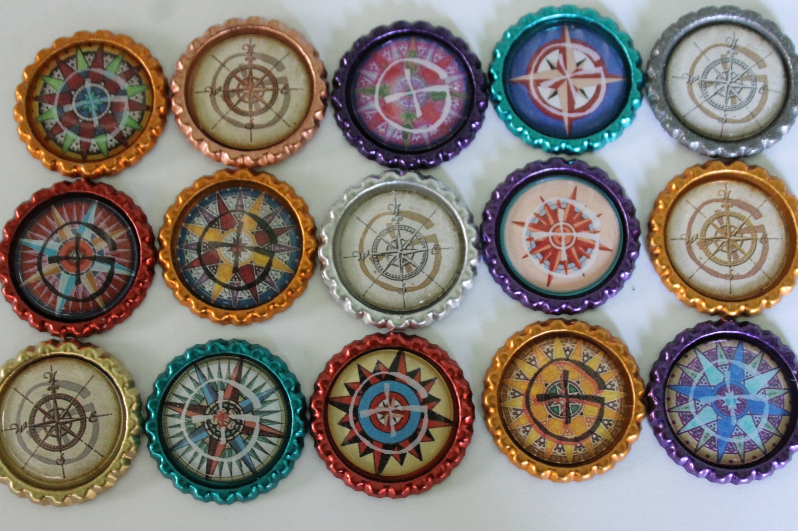 Geocache Swag Bottle Caps - Compass Collection Set 2