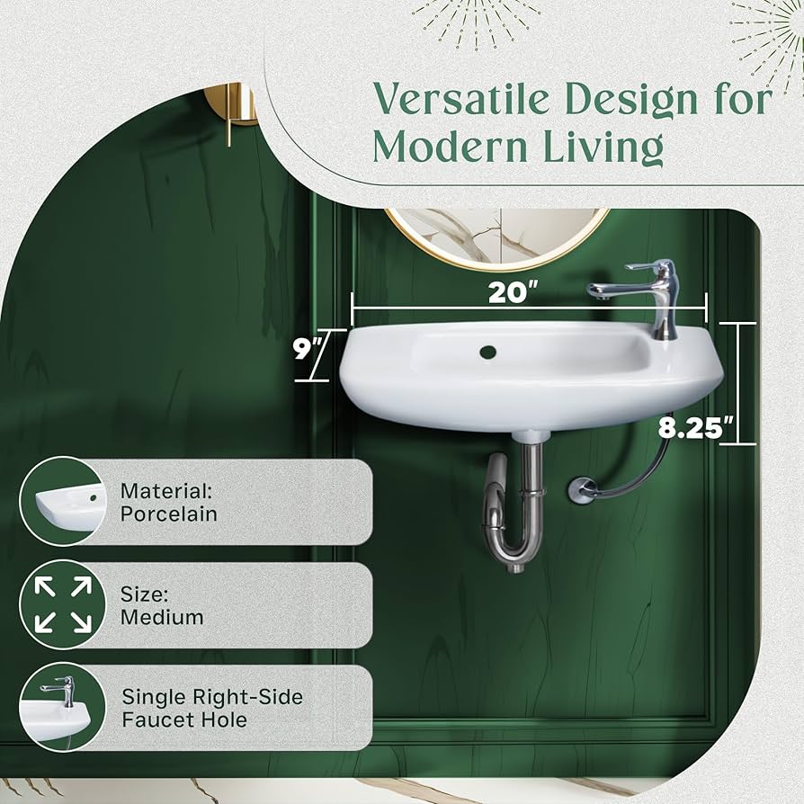 Renovators Supply Edgewood Wall Mount Sink 20 Inches White