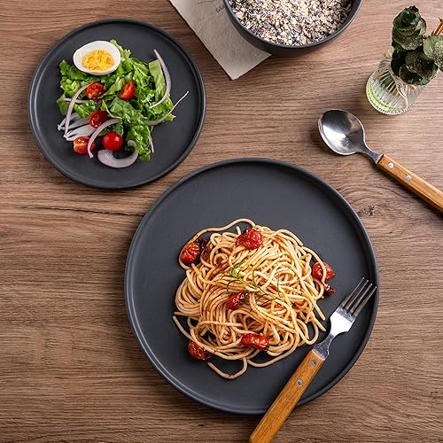 Miniatura 4 de AmorArc Juego de 4 platos de cerámica para ensalada, juego de 4 platos reactivos de esmalte mate de 8.0 pulgadas, postre, ensalada, aperitivo, plato