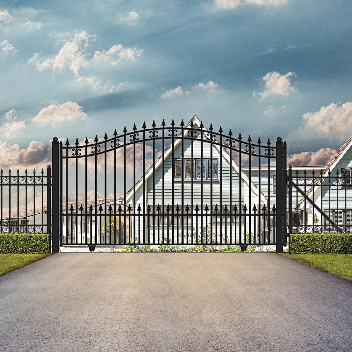 ALEKO 16x6 feet St. Louis Single Sliding Driveway Gate with Opener Kit, Galvanized Steel Anti-Rust Security Fence Barrier Set - DG16STPSSLAC1500