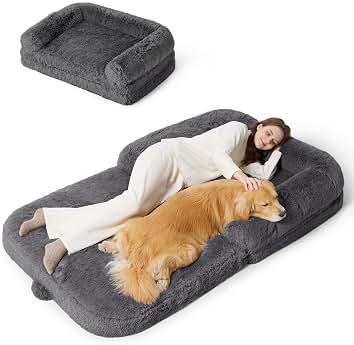 Bedsure Foldable Human Dog Bed - 2 in 1 Flexible Giant Hu...