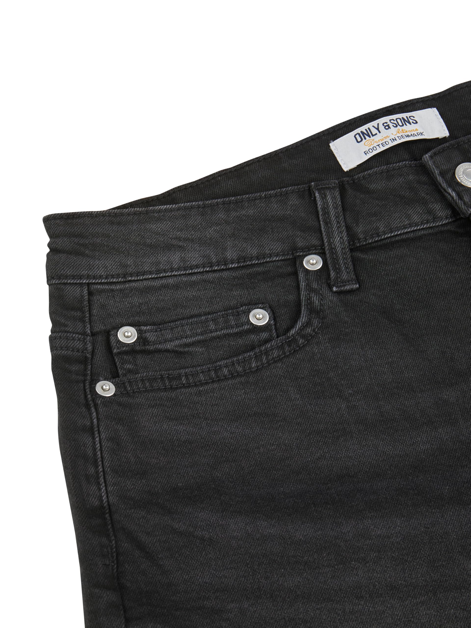 ONLY & SONS ONSPLY Lot de 2 shorts pour homme, coupe droite, avec poches, basiques, en denim, couleur unie, fermeture éclair, noir, bleu, tailles S, M, L, XL, XXL