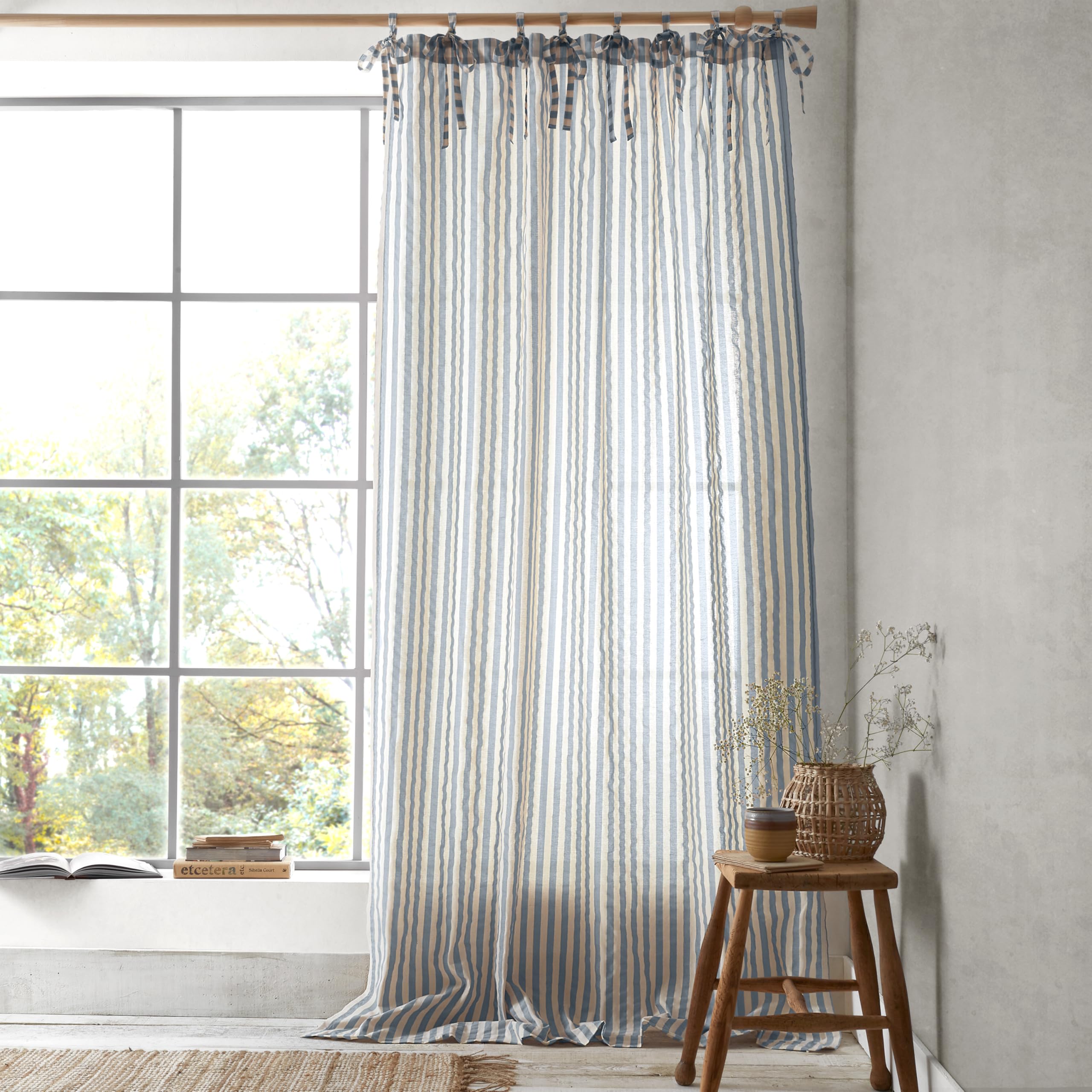 Pineapple Elephant Zanzibar Woven Stripe 140x229cm Voile Curtain