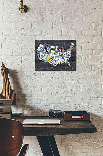 Miniatura 3 de 'Mapa de matrícula de Estados Unidos' por Britt Hallowell, arte de pared en lienzo, 16 x 12 pulgadas