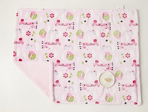 Miniatura 3 de Marina Decoration Manta reversible de felpa suave y cálida de franela Sherpa para niños, 30 x 40 pulgadas, color marrón, verde, rosa, jirafa y mono