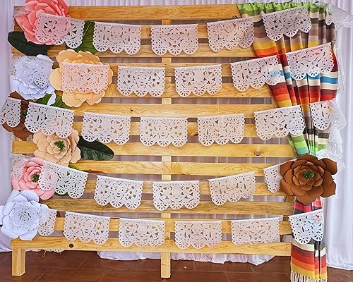 Miniatura 2 de Decoración de fiesta de baby shower para niño o niña, más de 60 pies de papel de seda blanco Picado blanco guirnaldas con ángeles, caballos