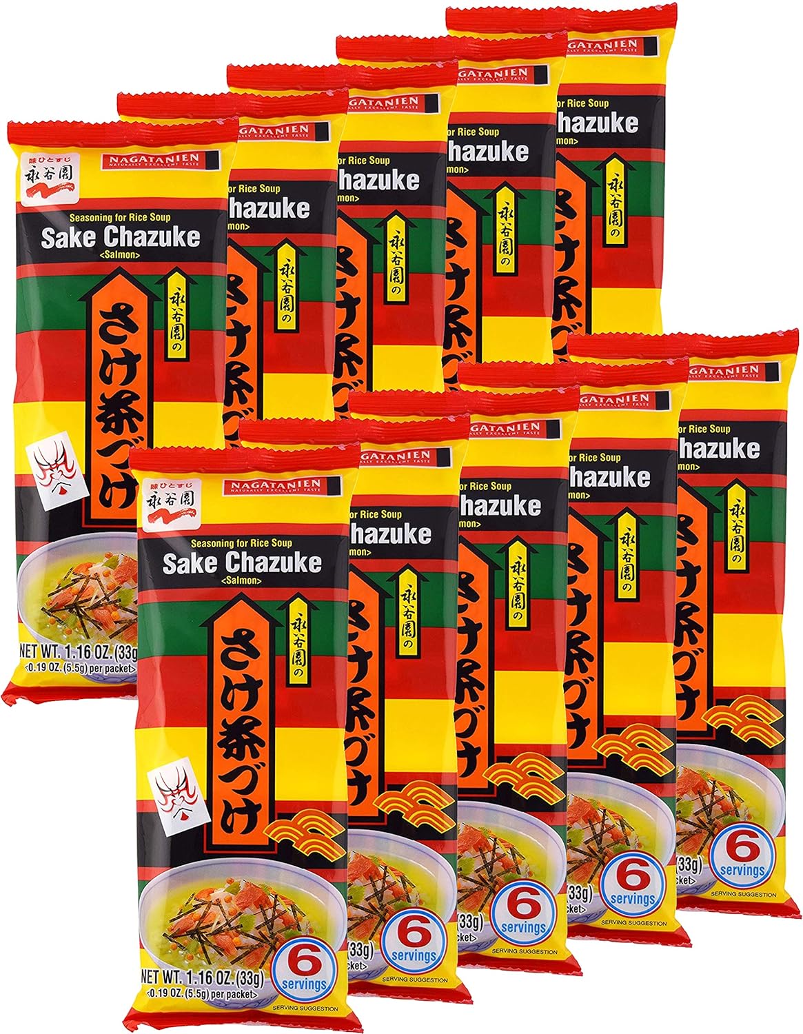 Nagatanien Sake Chazuke 6pcs Salmon Flavor 1.16oz (5 Pack)
