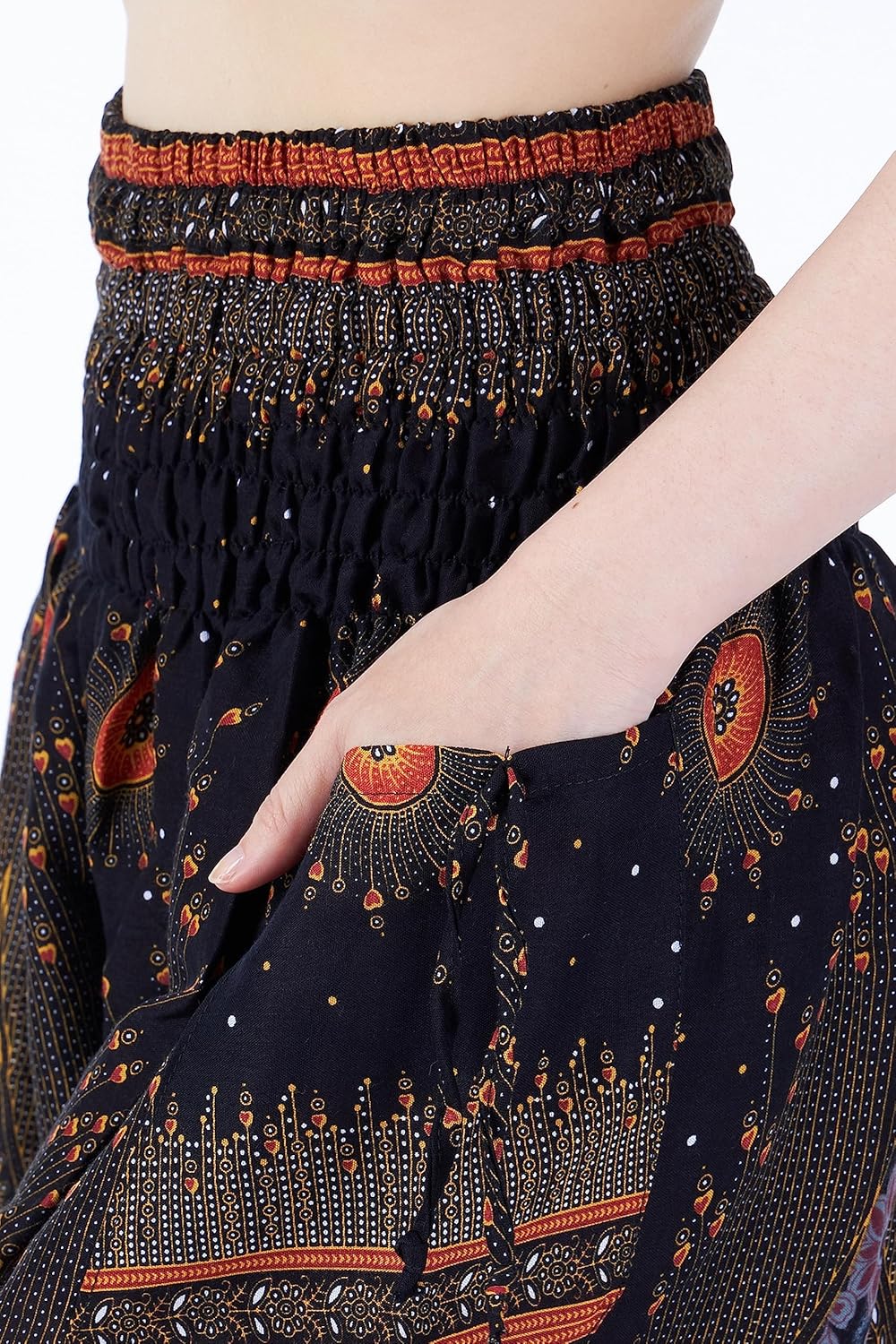 Lannaclothesdesign Women's Smocked Waist Boho Flowy Yoga Harem Pants Hippie Clothes - Image 8