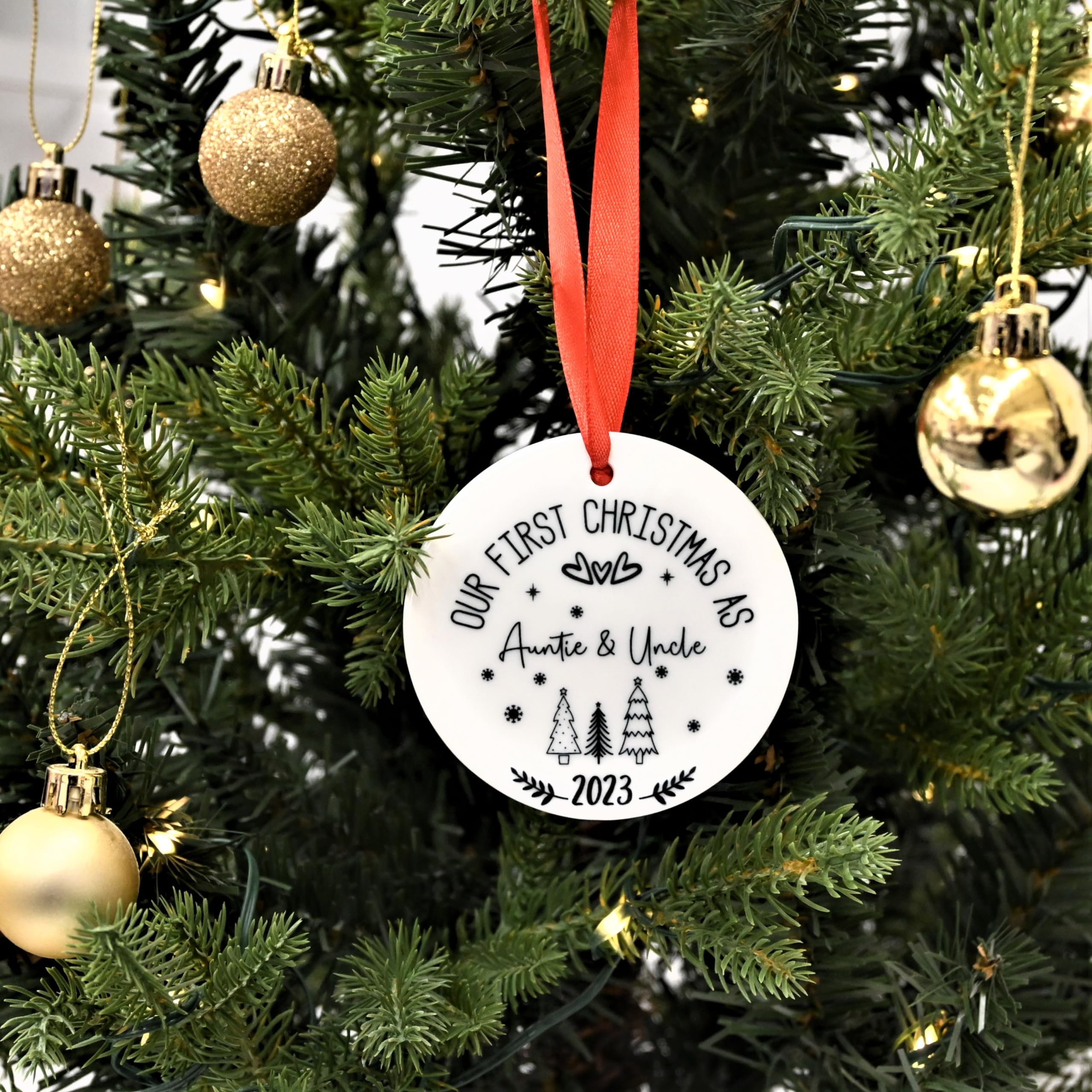 Our First Christmas As Auntie & Uncle, Christmas Ornament, Xmas Bauble Decoration, New Uncle Gift - Image 2