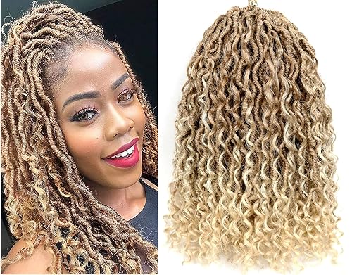 Aipin Goddess Locs - Cabello de ganchillo de 14 pulgadas, estilo locs de río bohemio, hippie, ondulado, con cabello rizado en medio y puntas,