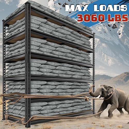 Miniatura 3 de Estantes de almacenamiento de 55 pulgadas de ancho, estantería de garaje resistente de 3060 libras, estantería resistente de 6 niveles, estantería