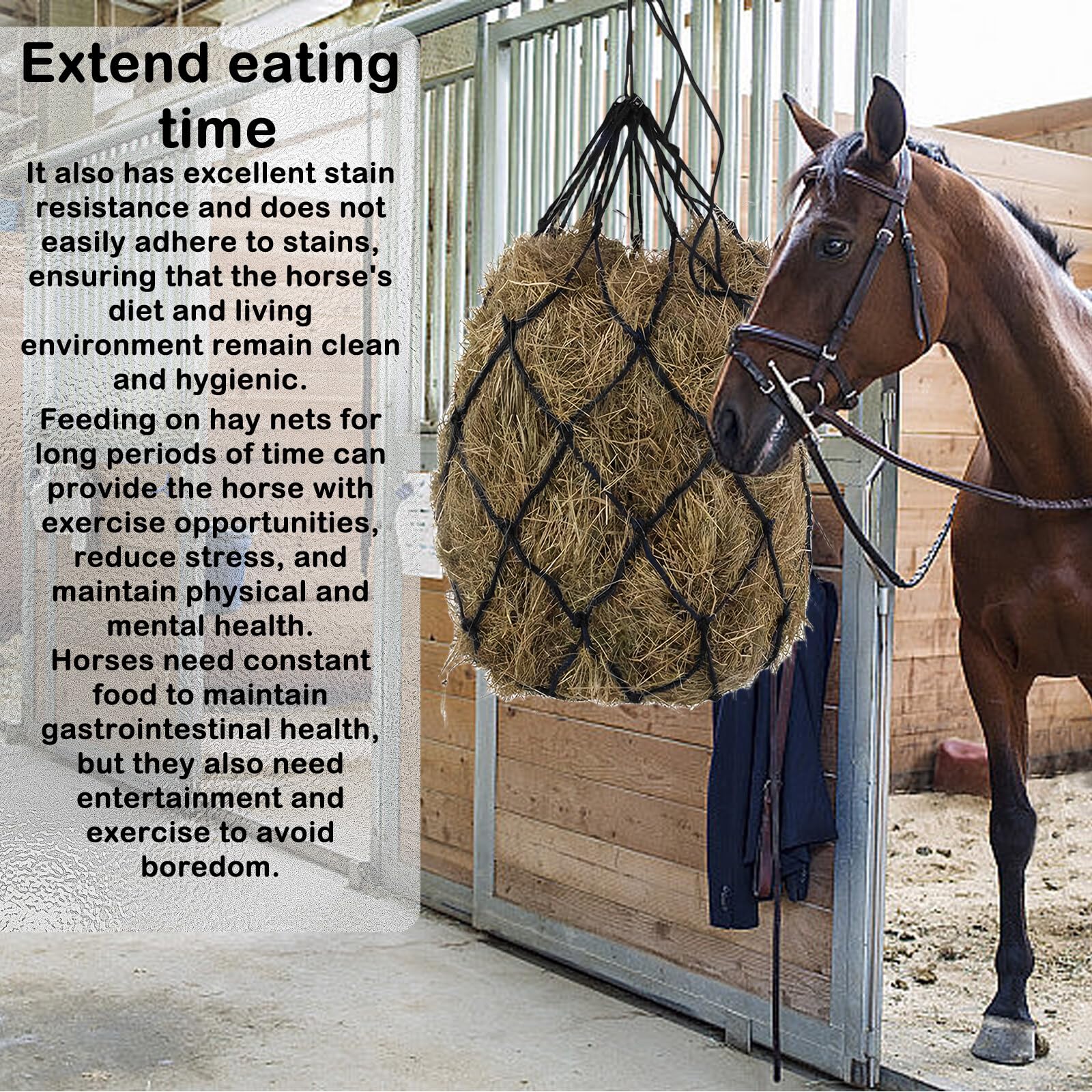 Rete Da Fieno Per Cavalli - 2 Pezzi 90x60 Cm - Maglia 5x5 Cm - Anelli Per Fissaggio - Per Cavalli, Asini E Pony - Foto 10