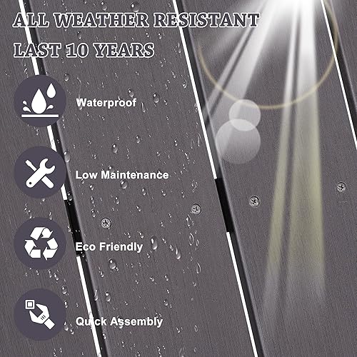 Miniatura 6 de Aok Garden - Silla de jardín estilo Adirondack para patio, de madera resistente a la intemperie, muebles para césped y balcón, 2 unidades, color café